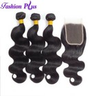 Body Wave Human Hair Bundles With Closure 4 4 Lace Closure And 13 4 Lace Frontal