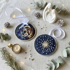 Bead Embroidery Christmas Ornament Kit On Natural Artist Canvas  saint Night 