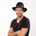 Wool Felt Wide Brim Fedora Hats For Women Men Black-m