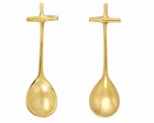 Polished Brass Communion Incense Charcoal Spoon With Cross Handle 3 3 4 Inches