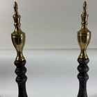 Vintage Brass   Iron Fireplace Andirons Firedogs Pair Traditional Hearth