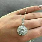 2 00ct Round Cut Vvs1 d Diamond Cluster Pendant 14k White Gold Finish Free Chain