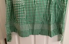Vintage New Handmade Womens Apron  Green Gingham  Hand Stitched  Antique Decor