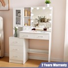 Dressing  Vanity Table Makeup Desk Set W  6 Drawers Sliding Mirror 10 Led Lights