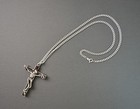 Gothic Skeleton On Black Cross Pewter Pendant Necklace Nk-579