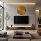 Round Metal Wall Decoration Large Circular Ribbed Wall Plaque Easy To Install