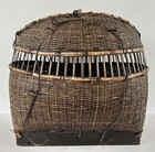 Vintage Asian Chinese Spit Bamboo Woven Carry Basket Handmade