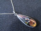 Antique Sterling Silver Butterfly Wing Victorian Lady Teardrop Pendant   Chain