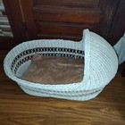 Large Vtg Baby Moses White Wicker Basket Bassinet 29x21   Doll 