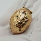 Mosell Vintage antique Gold-tone Walnut Shaped Etui Needle   Thimble Case