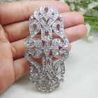 Silver Tone Woman s Crown Pattern Buckle Brooch Pin Clear Rhinestone Crystal 