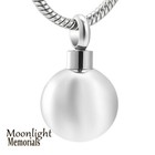 New Polished Stainless Steel Ball Cremation Urn Keepsake Ashes Memorial Necklace