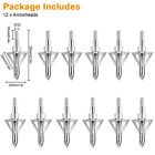 12 24pcs Archery Hunting Arrowheads 100 Grain Compound Bow Crossbow Broadheads
