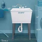 Utility Laundry Sink With Chrome Finish Dual Handle Faucet 19 Gallon - White