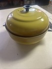 Mirro Harvest Gold Bun Warmer Server Enamelware Retro Kitchen 1970s Vintage Used