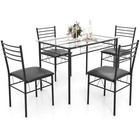 5-piece Dining Table Set For 4  Modern 3 8   Tempered Glass Kitchen Ro