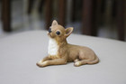 3 34  Resin Chihuahua Brown Dog Hand Painted Figurine Statue Mini Pet Toy Gift
