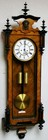 Antique German 8 Day Twin Weight Carved Walnut Rocket Style Vienna Wall Clock