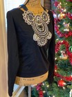 Oprah Winfrey Naeem Kham Black Sweater With Beaded Embroderied Front-size Large