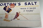 Vintage Morton   s Salt Advertising Ink Blotter    when It Rains It Pours    Girl Ad