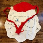 Vintage Mcm 1960s Apron Santa Christmas Handmade Embroidered Face Holiday