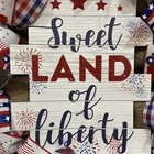 Farmhouse Sweet Land Of Liberty      Burlap Deco Mesh Wreath Red Truck 4th Of July