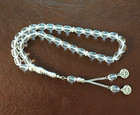 Clear Glass Misbaha Prayer Beads 33 Beads 11x8mm Islamic Tasbih 39g New Rosary