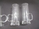 4 Vintage Clear Glass Handled Tall Shot Glasses Shooters