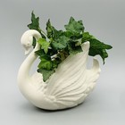 Vtg Swan Planter Vase Usa Mark Pottery White Cottage Grandmillennial Decor 7 5   