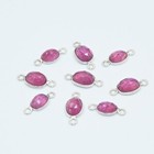 Pink Sapphire Rose Cut Connectors  Natural Oval Pink Sapphire In Sterling Silver