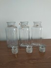 Antique Vtg Matching Set 3 Clear Glass 8  Apothecary Bottles Ground Glass Lids