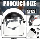 3pk Safety Face Mask Shield For Grinding Clear Full Face Impact Resistant Safety