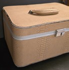 Vintage Train Case Faux Camel Color Snakeskin Makeup Travel Small Suitcase 