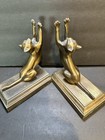 Bookends Frank Sarsaparilla Brass 1985 Cat Art Deco Vintage Collectible
