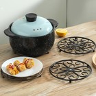 Set Of 2 Elegant Black Cast Iron Heart Trivets - 8 Inch Round