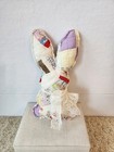New Handmade Bunny Shaped Pillow  Vintage Worn And Tattered Quilt  Easter Decor