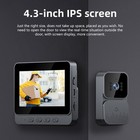 Smart Doorbell Chime Video Door Bell 1080p Camera Wireless With 4 3inch Monitor