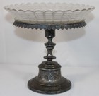 Antique Reed   Barton Silver Plate Tazza Native American Hunting Scene W glass