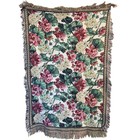 Vintage Floral Tapestry Afghan Throw Blanket Cottage Garden Cottagecore 54 X 35 