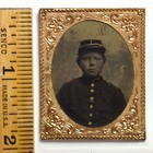 Civil War Drummer Boy - Original 1 16 Tintype - Union Uniform - Brass Frame