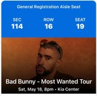 Bad Bunny Tickets For 5 18 Show At The Kia  Center In Orlando -  1000 Per Ticket