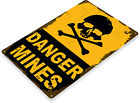 Tin Sign Danger Mines Metal D  cor Wall Art Garage Bones Skull A318