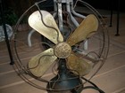 Antique General Electric Ge 12  Oscillating Brass Blade Desk Fan  Aou V5