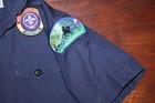 Cub Boy Scouts Of America Bsa Youth Shirt Blue Medium Sewn Patches Short Sleeve