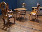 Vintage Lot Dollhouse Furniture Dining Room Set Table Chairs Dresser Set Wood