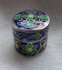 Vintage Sterling Silver   Enamel Blue Trinket Pill Lidded Box 1 1   x 75    14 7 G