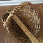 Vintage 1970s Rustic Handwoven Natural Willow Harvest Gathering Basket 15   l