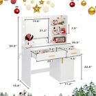 Vanity Desk With Led Lighted Mirror And Power Outlet 3 Color Adjustable Lights