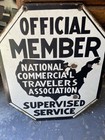 Original Rare  1930   s Traveler   s Member Double Sided Porcelain Sign  18x15   