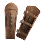 Long Style Knights Leather Battle Arm Guard Bracers Medieval Armor Costume -    